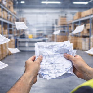 Zettelchaos in der Lagerlogistik mit handschriftlichen Listen